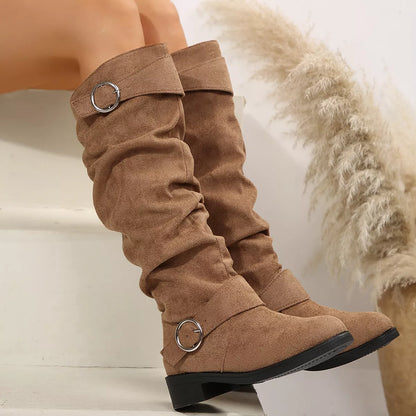 Buckle Accent Slouch Boots