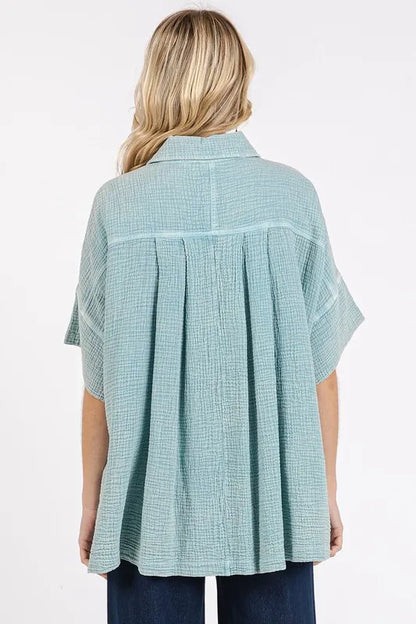 Mittoshop Mineral Wash Gauze Oversized Short Sleeve Shirt