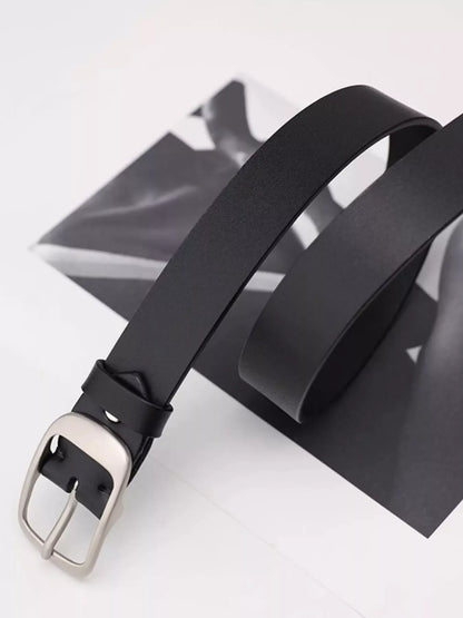 Leather Belt with Silver Buckle