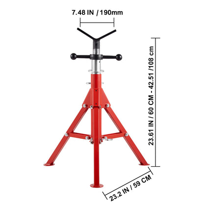 VEVOR V Head Pipe Stand Capacity, Adjustable Height Load Capacity, Portable Folding Pipe Stands, Carbon Steel Body More Durable