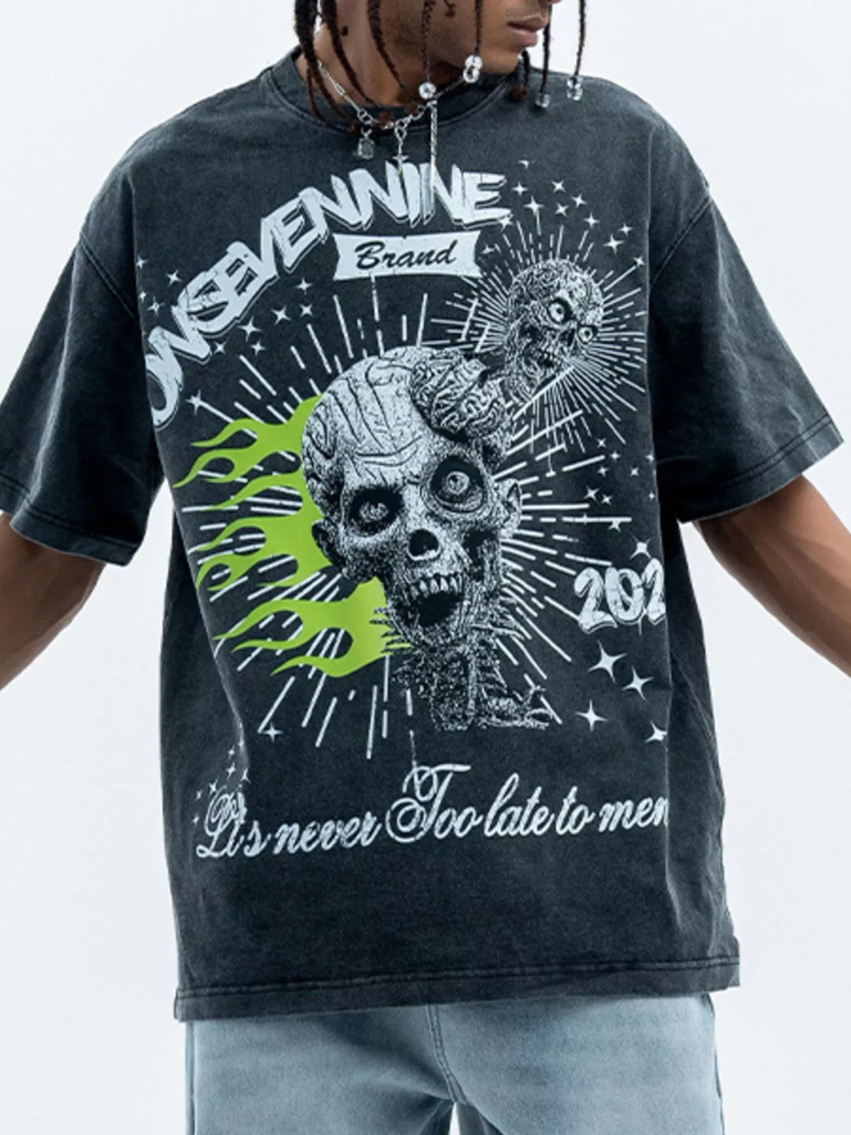 Men's Skull Graphic Round Neck Tee