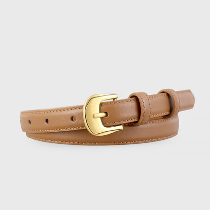 Leather Belt with Golden Buckle