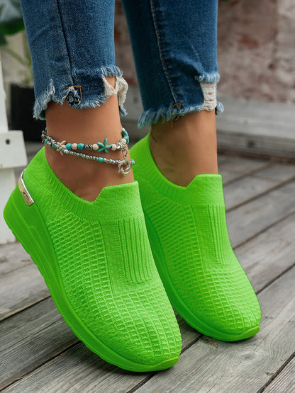 Round Toe Wedge Sneakers