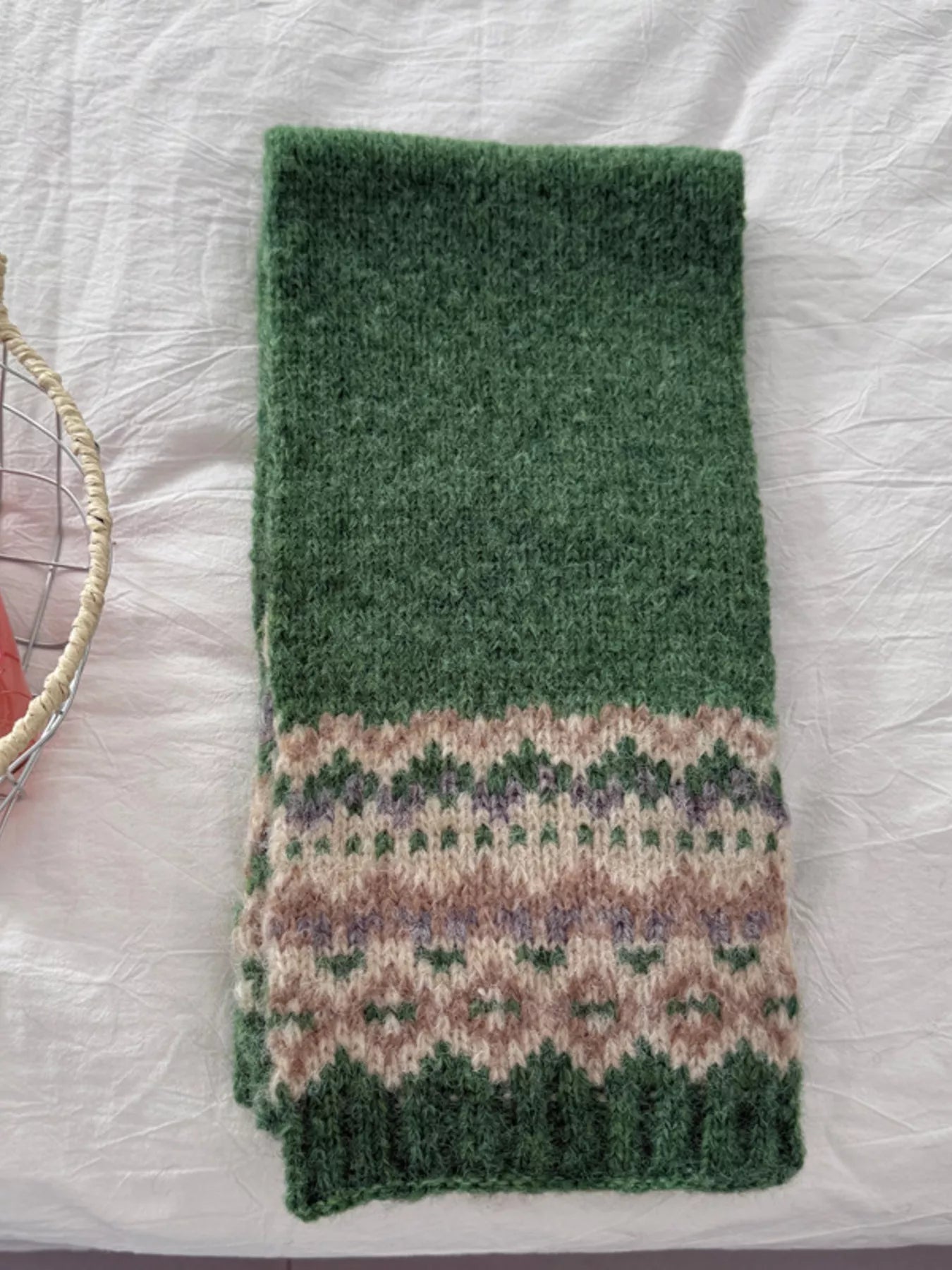 Nordic Pattern Knitted Winter Scarf