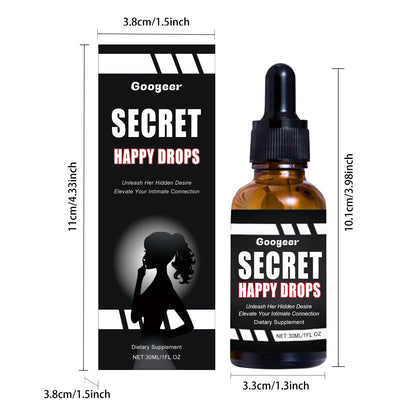 Secret Happy Drops, Intimate Support Supplement With Muira Puama & Tribulus Terrestris Extract, Boost Energy & Enhance Intimate Connection For Couples, 30ml Oral Liquid