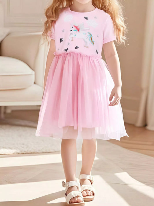 Children's Unicorn Short Sleeve Tulle Dress