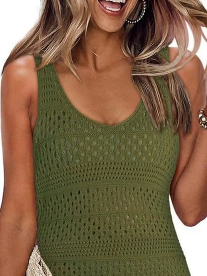 Crochet Knit Cover-Up Dress with Side Slit