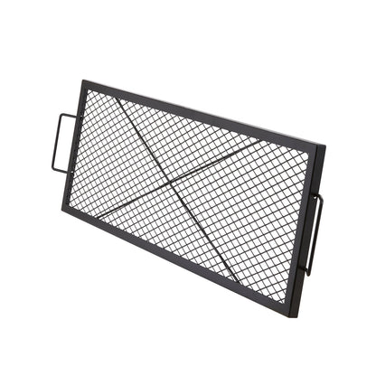 VEVOR X-Marks Fire Pit Grill Grate, Rectangle Cooking Grate, Heavy Duty Steel Campfire BBQ Grill Grid With Handle & Support X Wire, Portable Camping Cookware For Outside Party Gathering, 44 Inch Black