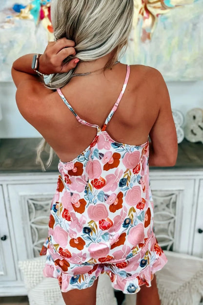 Printed V-Neck Cami and Shorts Lounge Set