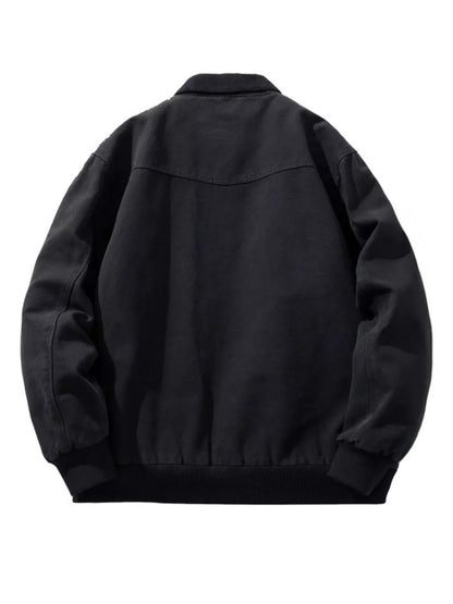 Men's Plus Size Corduroy Collar Zip-Up Jacket