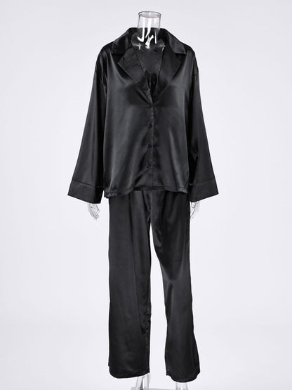Long Sleeve Top and Wide Leg Pants Lounge Set