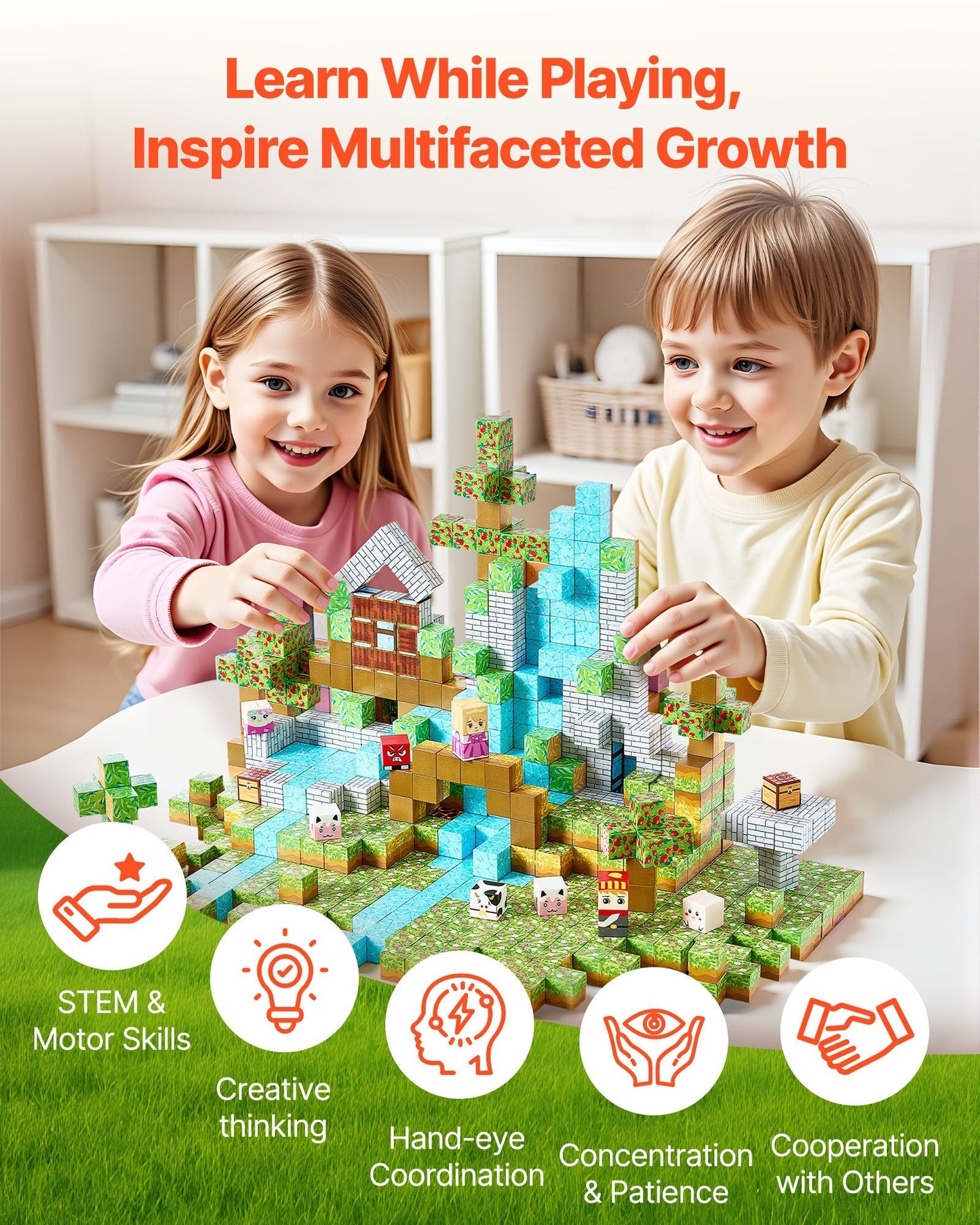 Magnetic Blocks 150 PCS Forest Castle Set STEM Montessori Sensory Toys