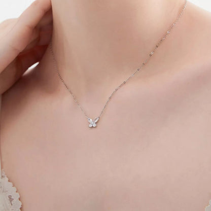 925 Sterling Silver Moissanite Butterfly Necklace