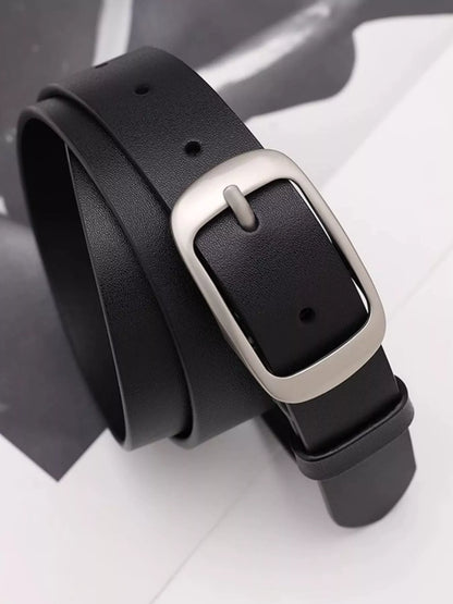 Leather Belt with Silver Buckle
