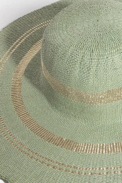Fame Metallic Accent Trim Floppy Sun Hat