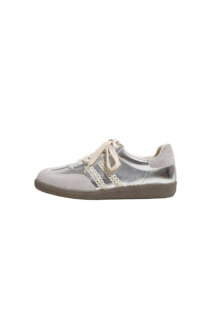 Lace Up PU Leather Round Toe Flats Sneakers