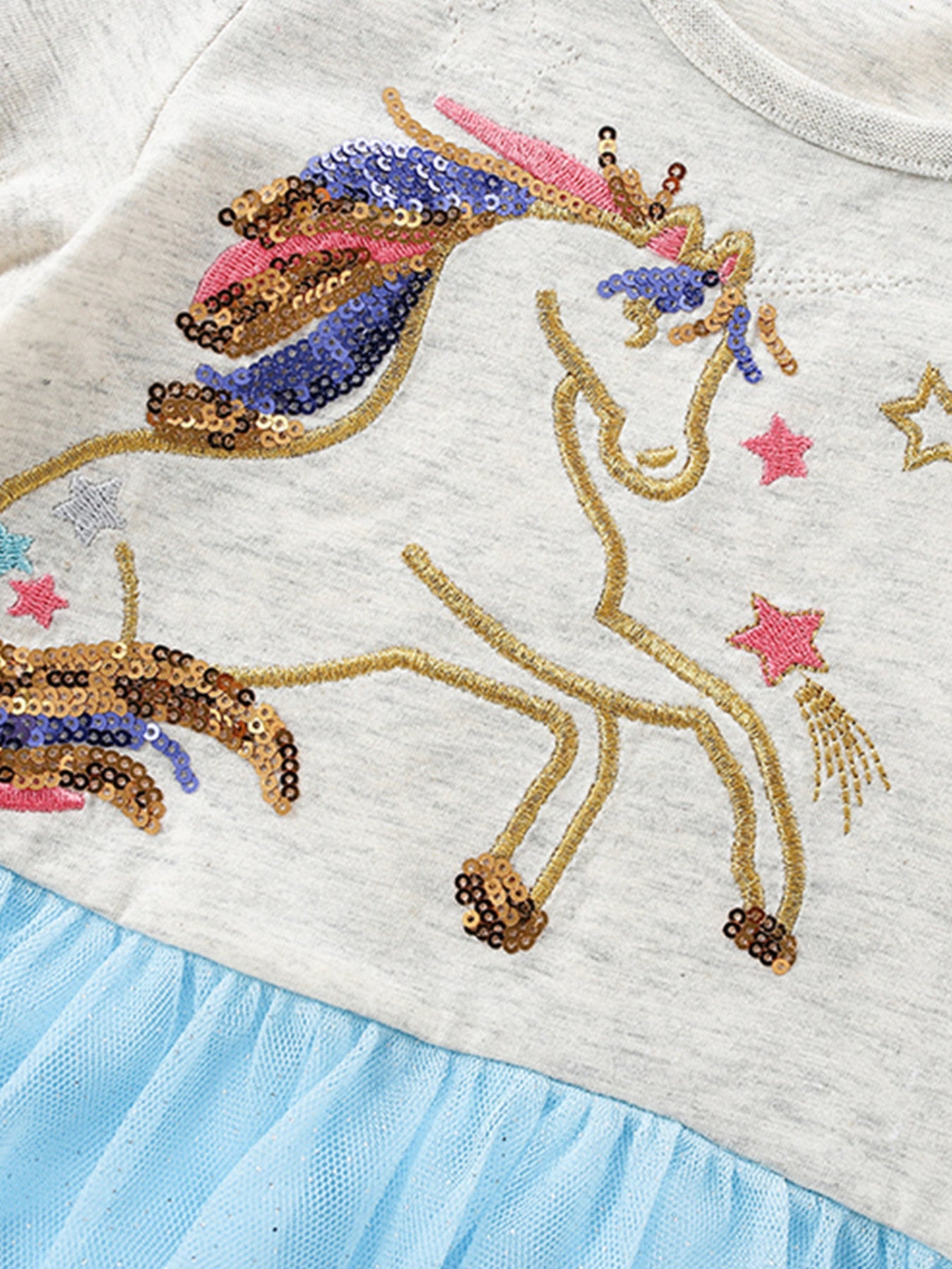 Children's Unicorn Sequin Embroidered Tulle Dress