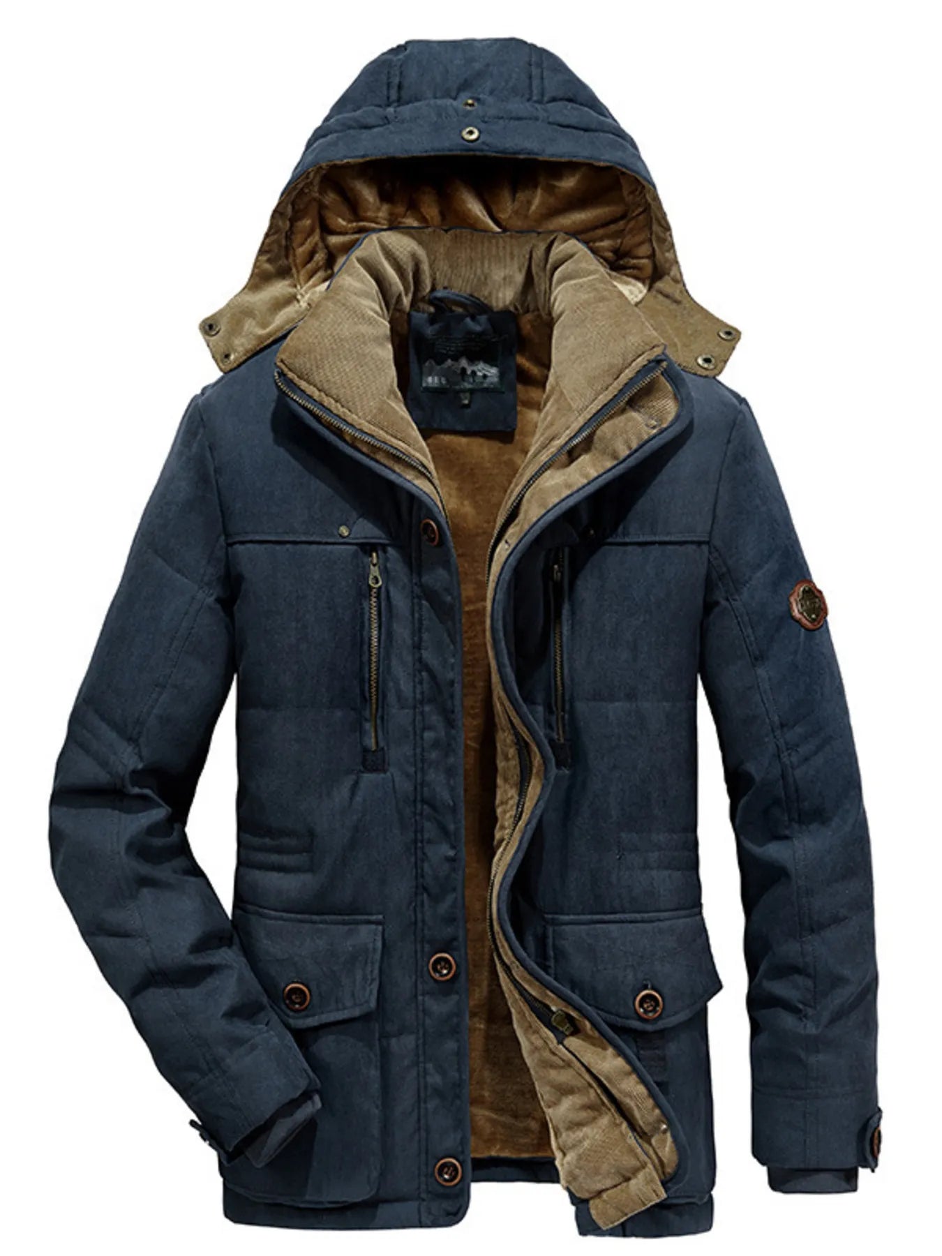 Men's Plus Size Warm Hooded Zip Up Winter Coat