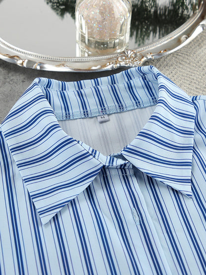Striped Cami & Shirt and Pants Lounge Set