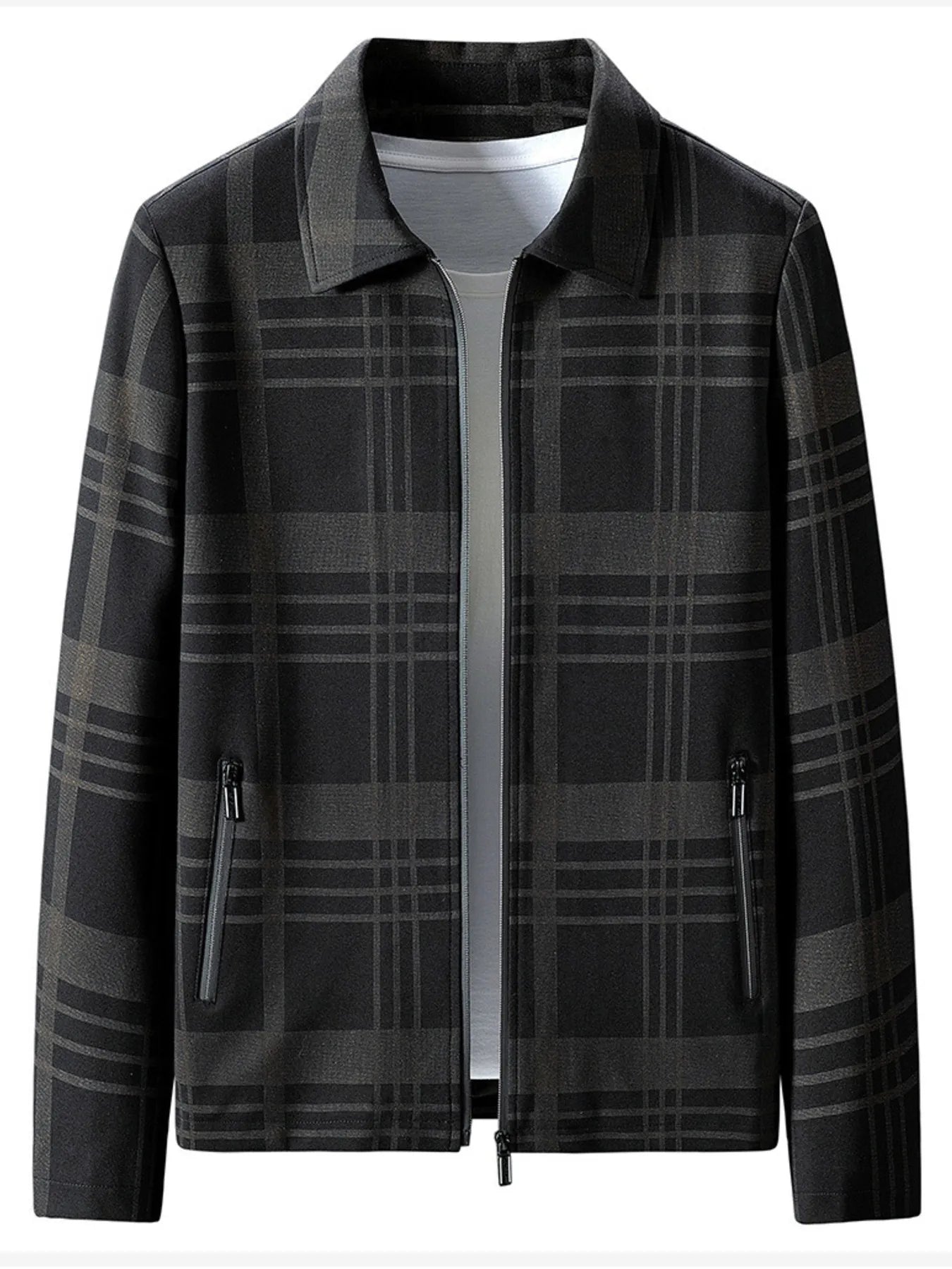 Men's Plus Size Plaid Zip Up Jacket