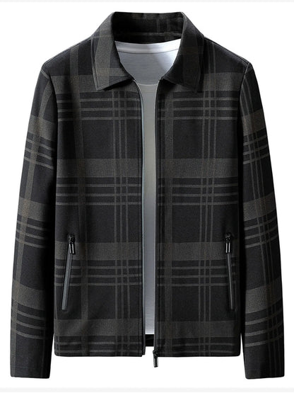 Men's Plus Size Plaid Zip Up Jacket