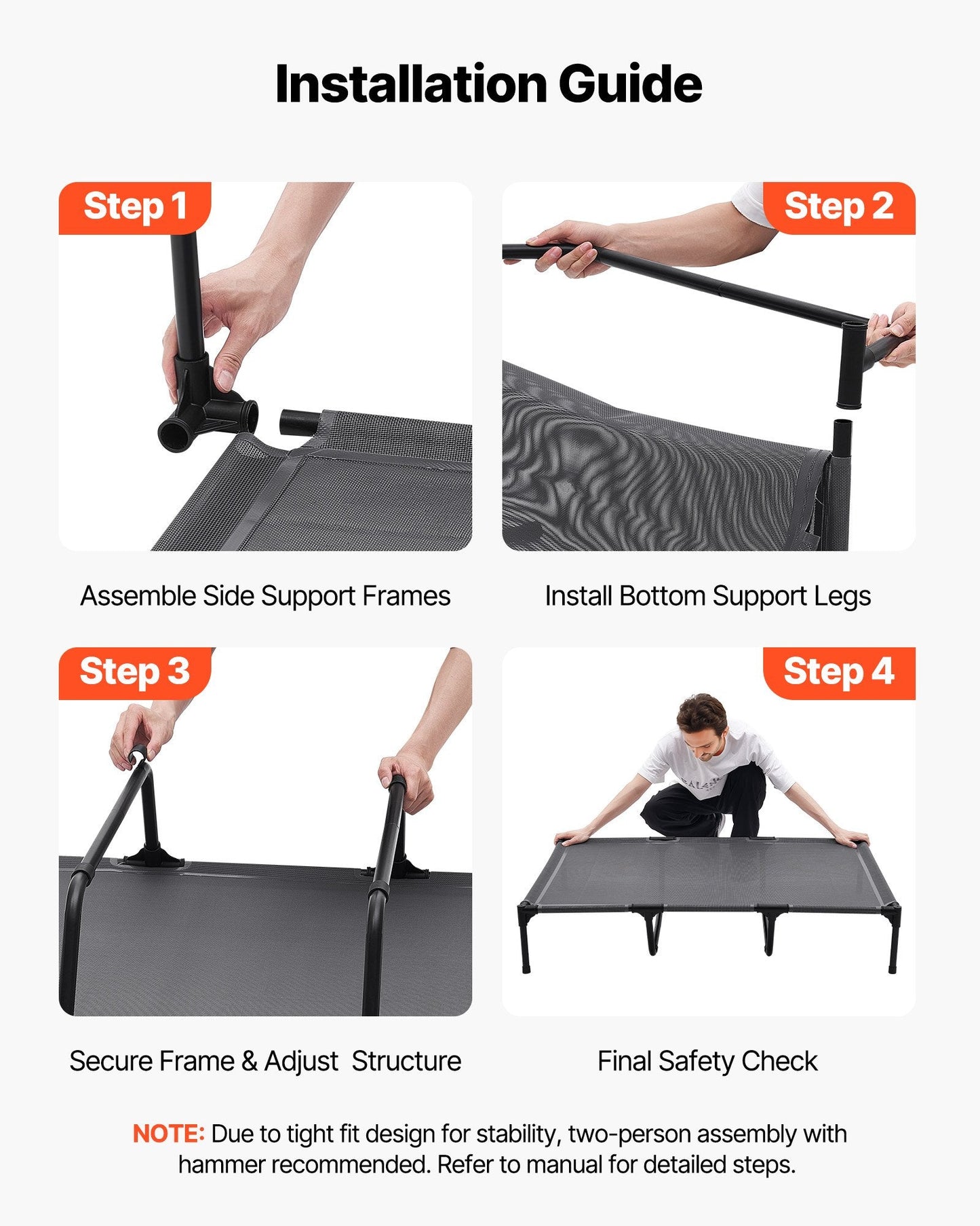 Elevated Dog Bed For Large Dog Portable Raised Dog Cot With Metal Frame XL