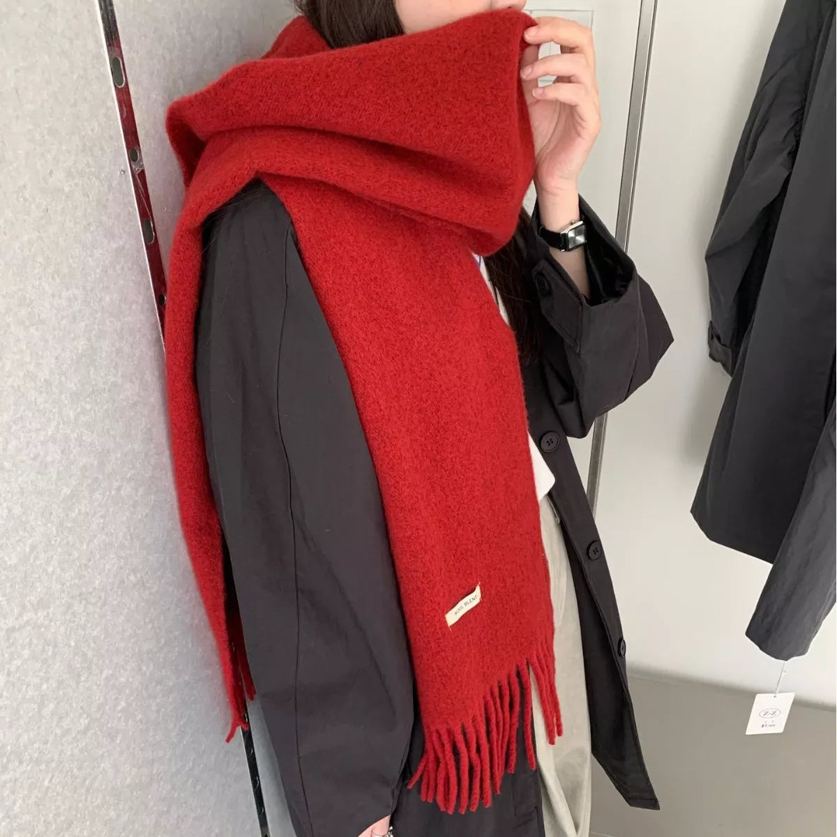 Fringe Winter Wool Blend Scarf
