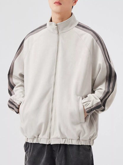 Men's Striped Shoulder Zip Up Jacket