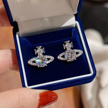 2 Carat Moissanite 925 Sterling Silver Planet Earrings