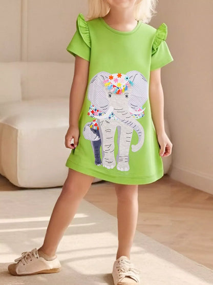 Children's Elephant Ruffle Sleeve Dress
