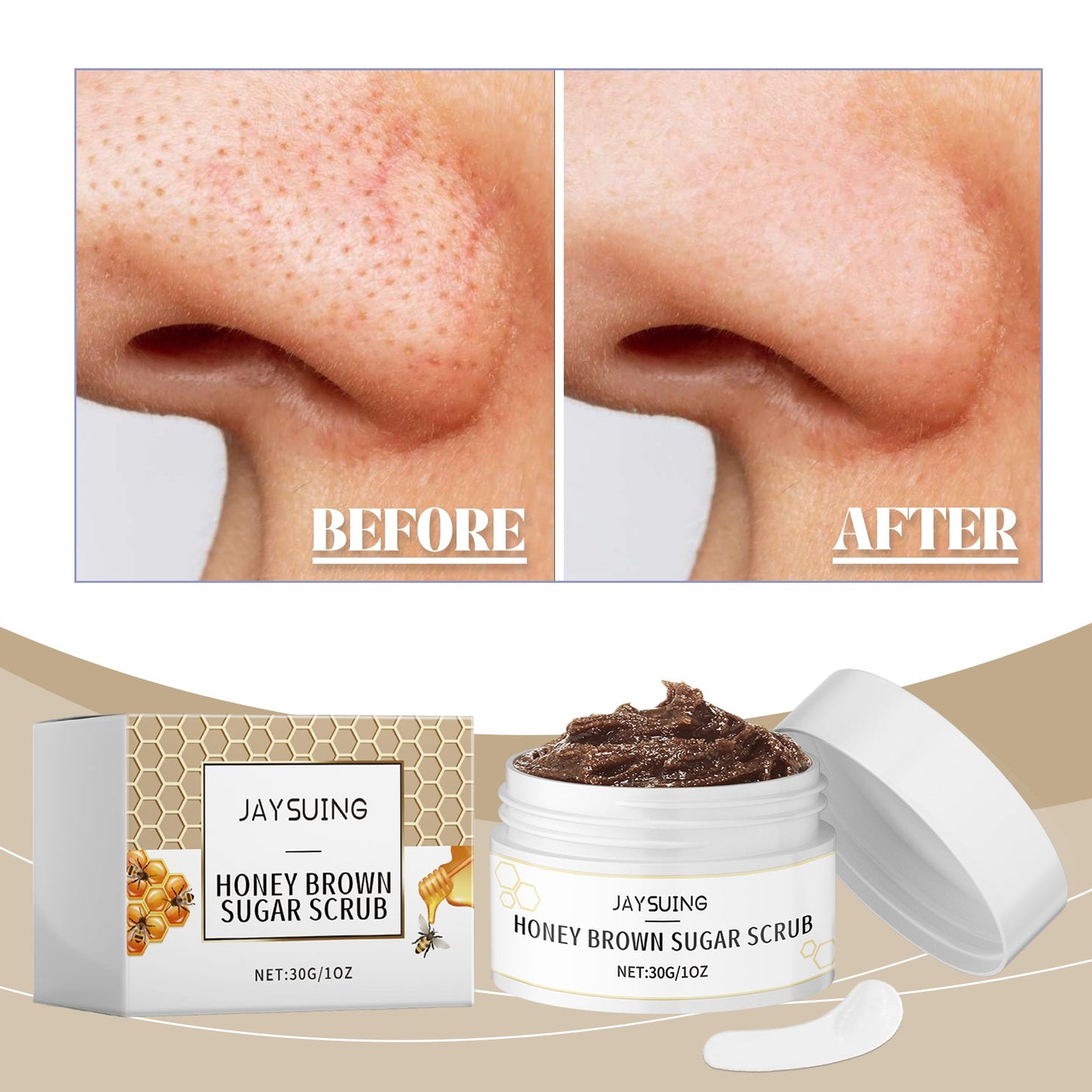 Jaysuing Honey Brown Sugar Scrub For Deep Cleansing, Moisturizing And Brightening Skin Scrub
