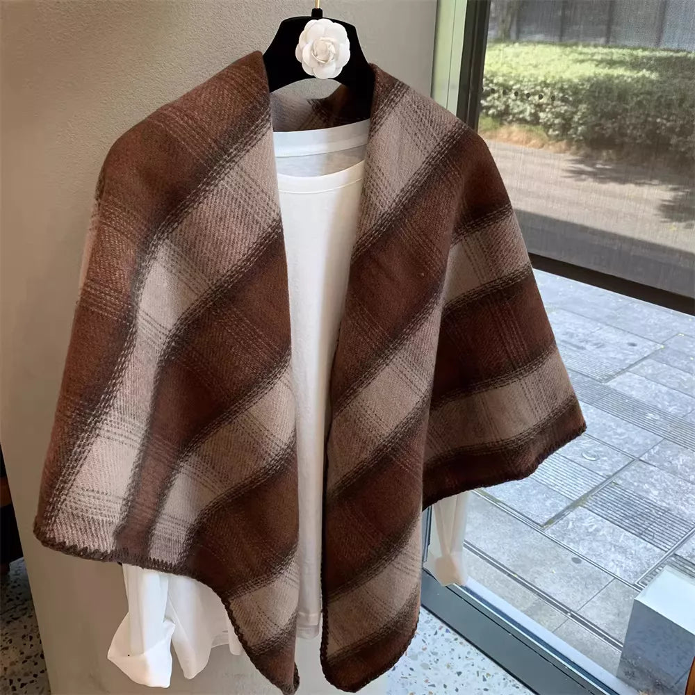 Plaid Winter Scarf Shawl