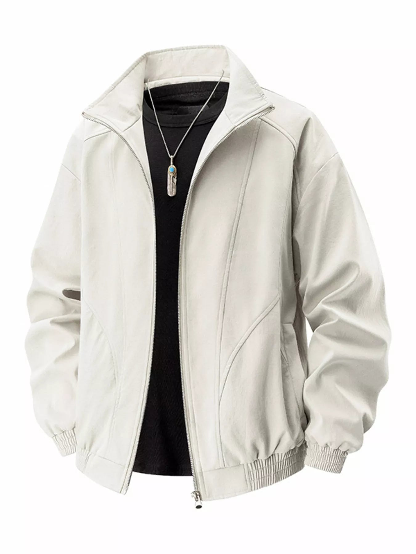 Men's Plus Size Stand Collar Zip Up Jacket
