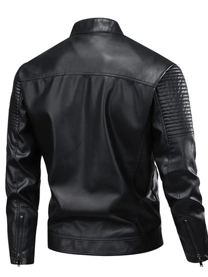 Men's Full Size Zip Up Leather Motorcycle Jacket Plus Size