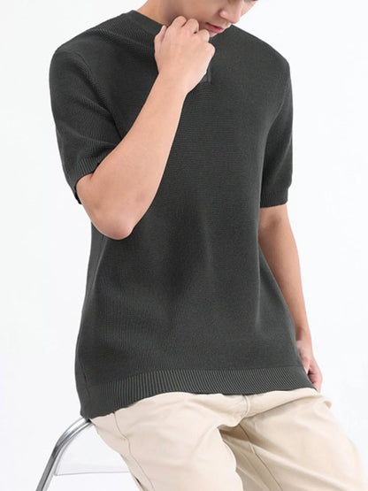 Men's Plus Size Textured Knit Henley T-Shirt