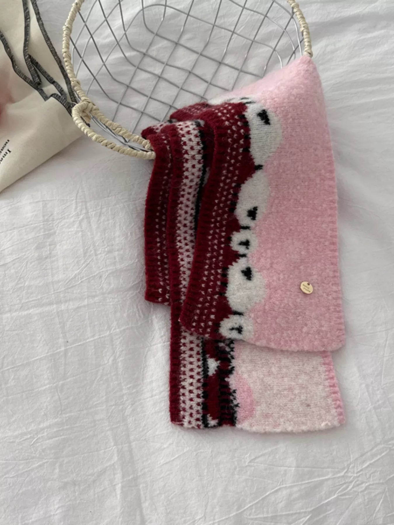 Sheep Pattern Knitted Scarf