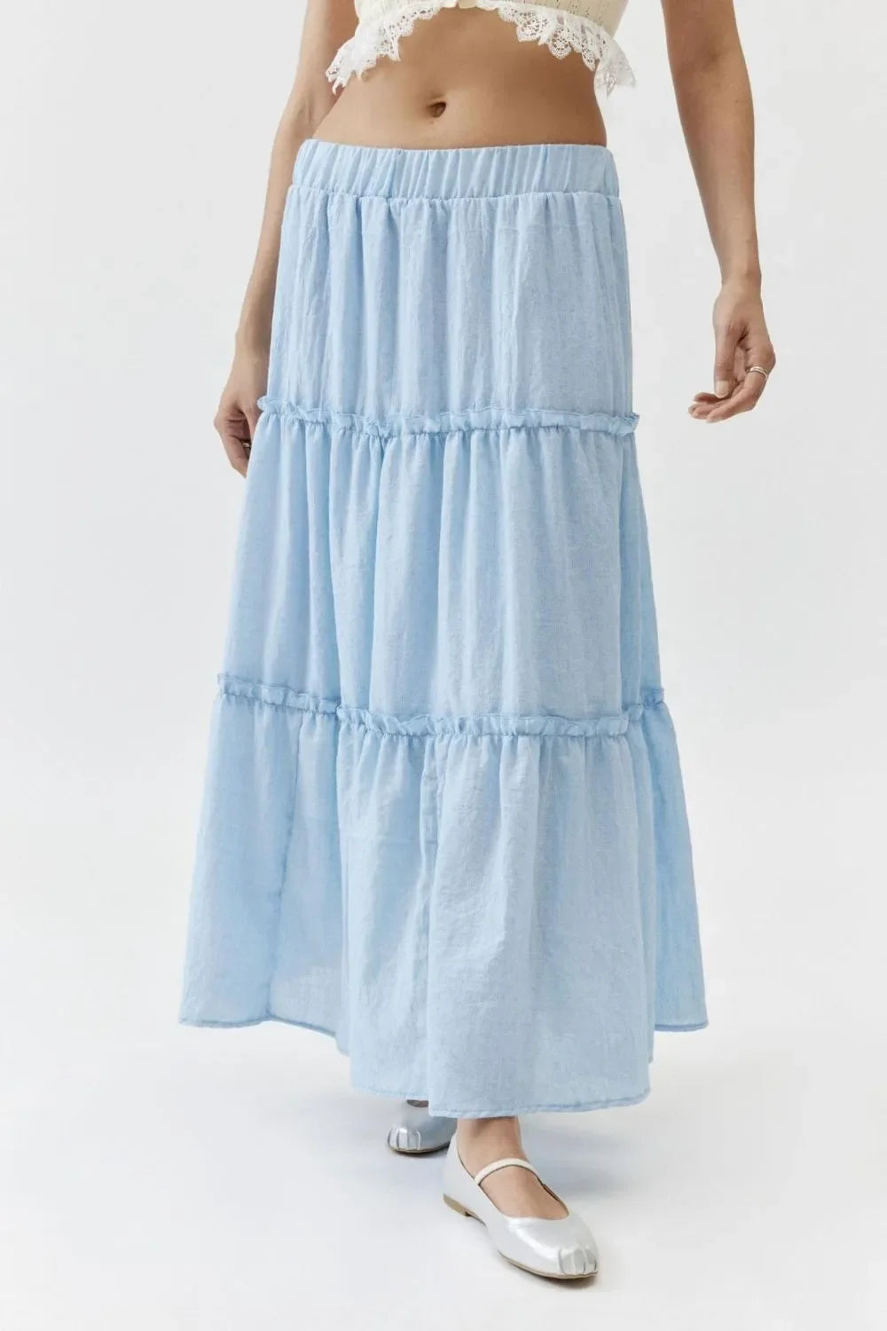 Frill Elastic Waist Skirt