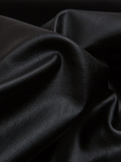 Men's Leather Bomber Jacket with Faux Fur Hood