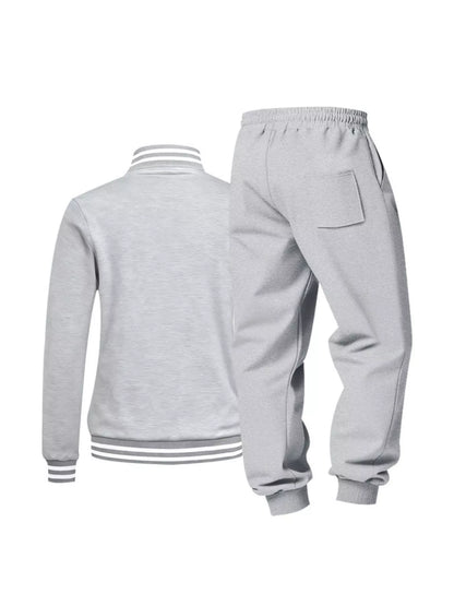 Men's Full Size Striped Long Sleeve Top and Pants Set Plus Size
