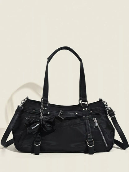 Buckle Decor Leather Handbag