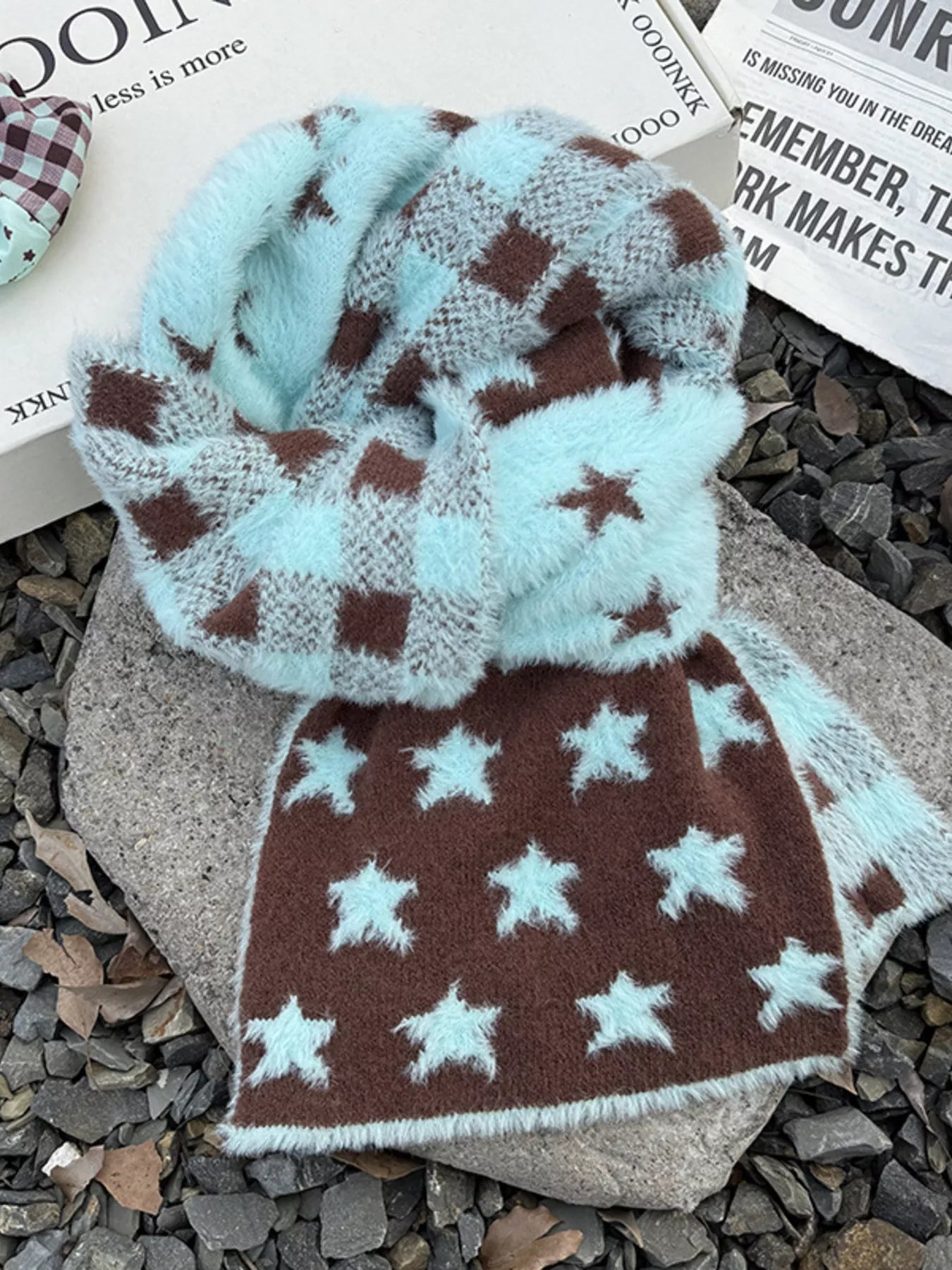 Star Plaid Plush Scarf