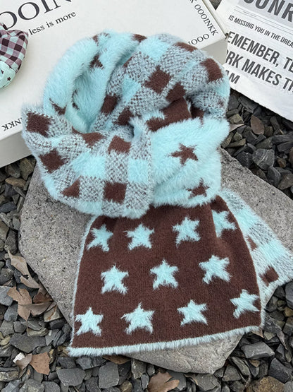 Star Plaid Plush Scarf