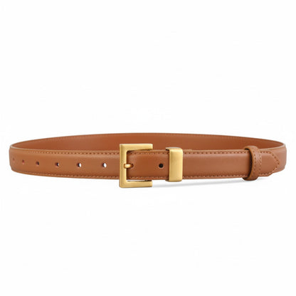 Leather Belt with Golden Buckle