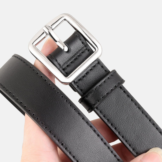 Leather Belt with Silver Buckle