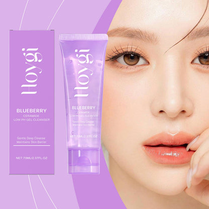 Hoygi Blueberry Flavorful Ceramide Cleansing Gel, Facial Skin Cleansing Moisturizing Hydrating Cleanser
