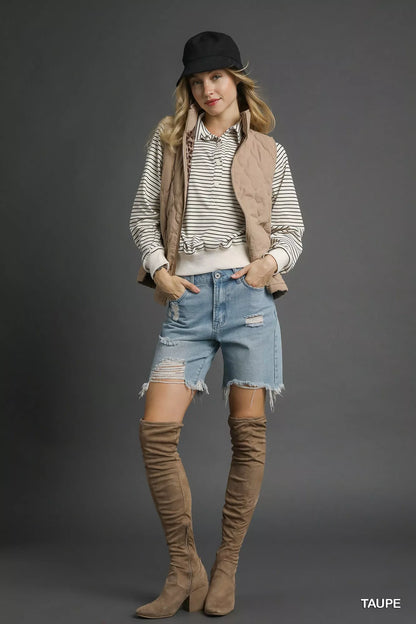 Umgee Quilted Zip-Up Vest