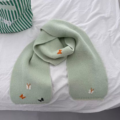 Butterfly Embroidered Knitted Scarf
