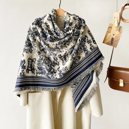 Printed Raw Hem Scarf