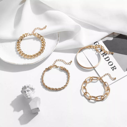 4 Piece 18K Gold-Plated Minimalist Bracelet