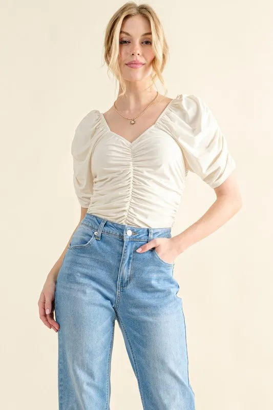 And The Why Buttery Soft Ruched Detailed Jersey Bodysuit